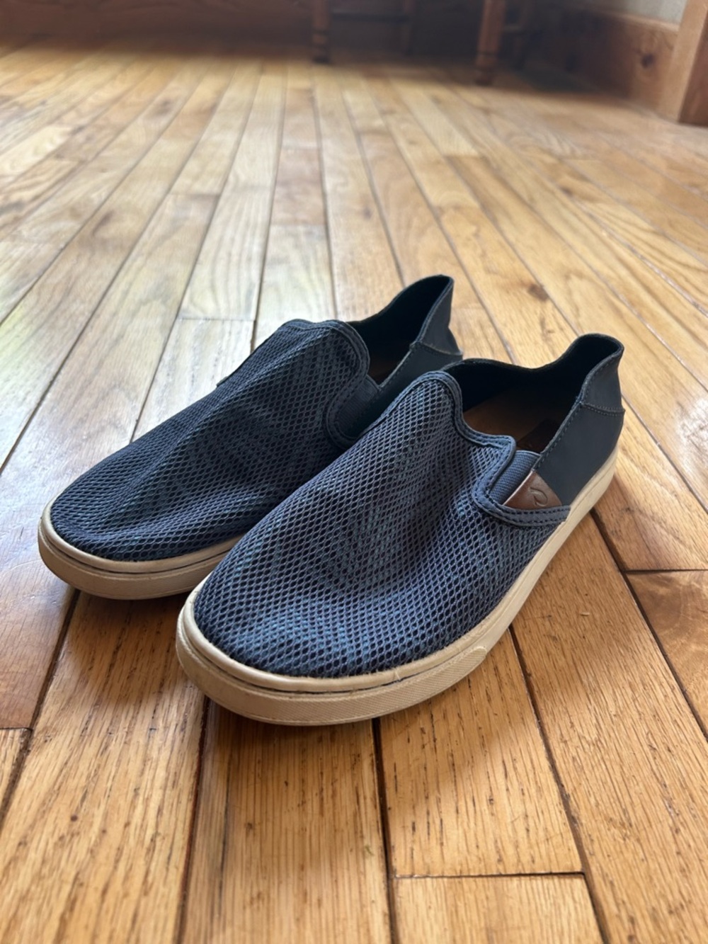 OluKai Women's Slip-On Mesh Sneakers — Navy Blue with Cream Sole